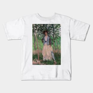 The Stroller (Suzanne Hoschede, later Mrs. Theodore Earl Butler, 1868-1899) by Claude Monet Kids T-Shirt